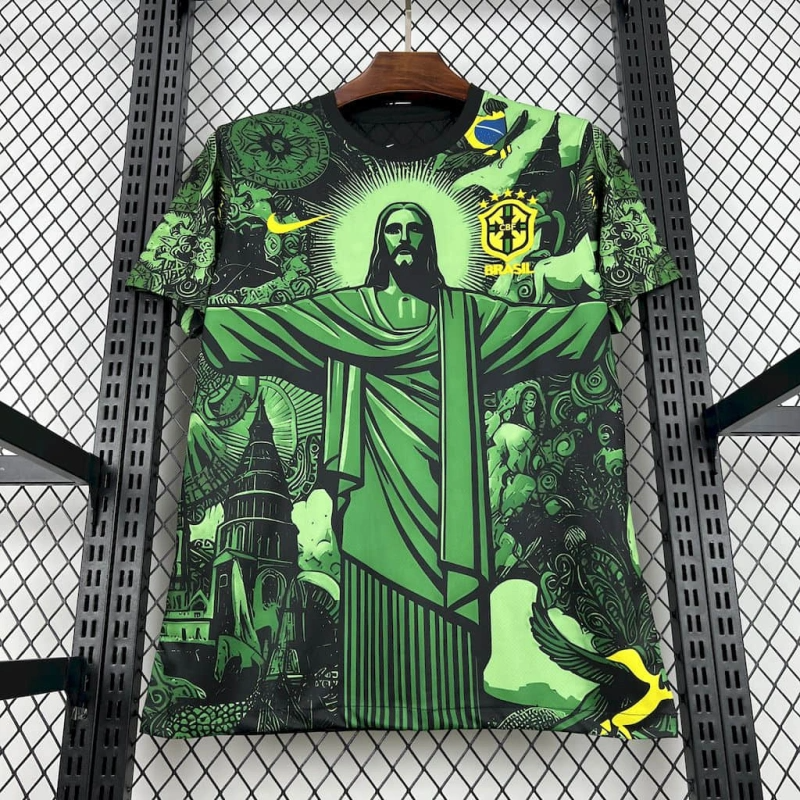 Brazil Jesus Christ the Redeemer Special Edition Soccer Jersey 2025-2026 - Green