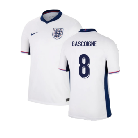 England Paul Gascoigne 8 Home Soccer Jersey Euro 2024