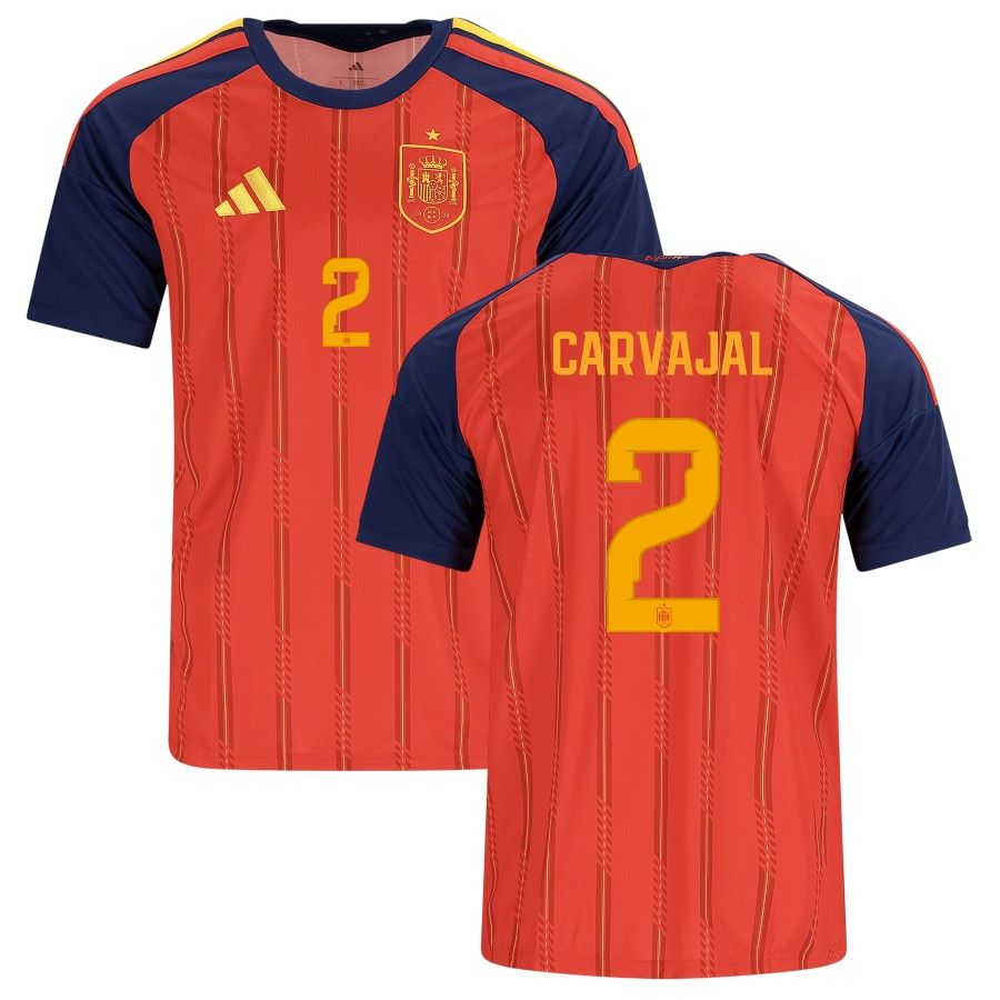 Spain Dani Carvajal 2 Home Soccer Jersey World Cup 2026