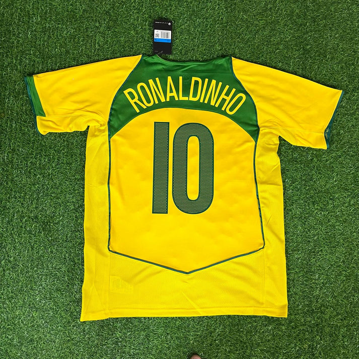 Brazil Ronaldinho 10 Home Retro Soccer Jersey 2004-2006