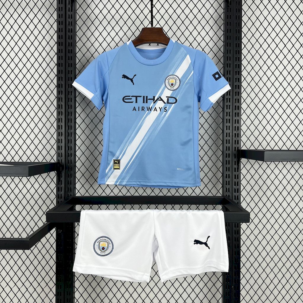 Manchester City Kevin De Bruyne 17 Kids Home Soccer Jersey 2025-2026