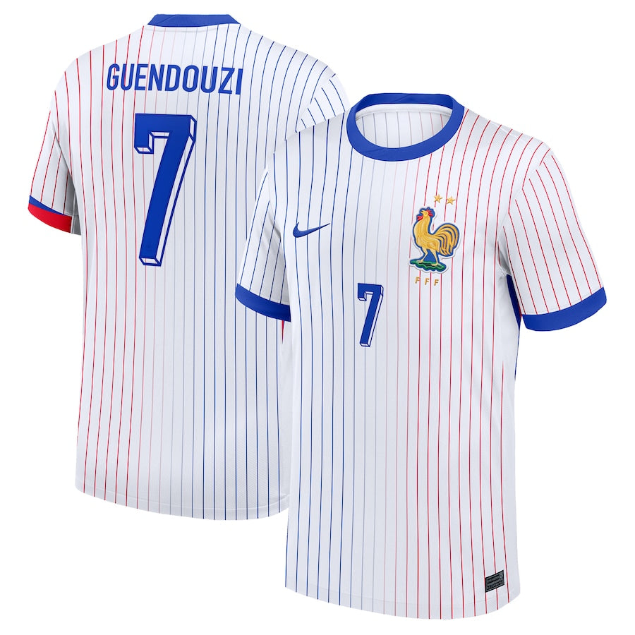 France Matteo Guendouzi 7 Away Soccer Jersey Euro 2024