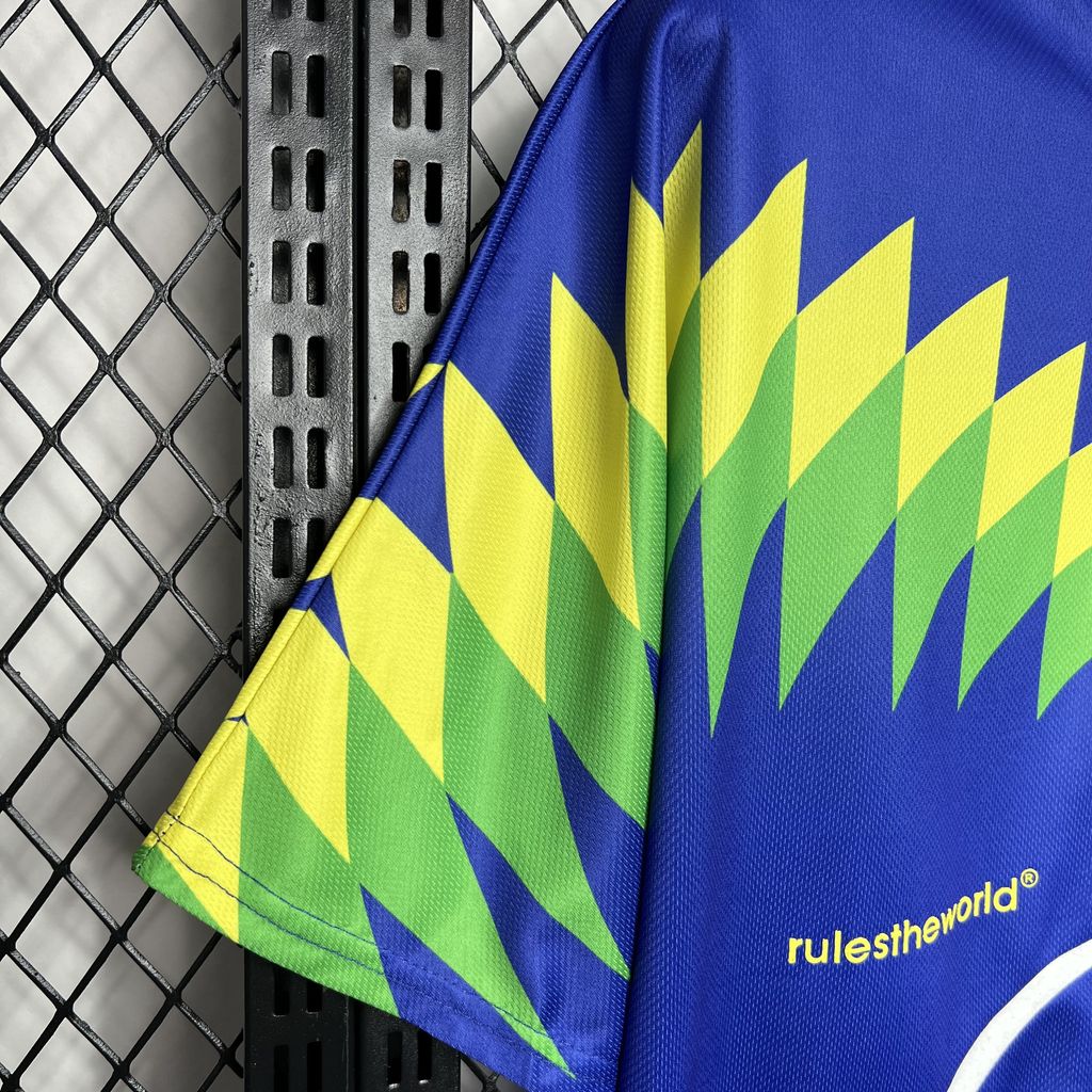 Brazil Away Corteiz Retro Vintage Soccer Jersey 1995 - Blue