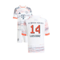 Bayern Munich Luis Diaz 14 Kids Away Soccer Jersey 2025-2026