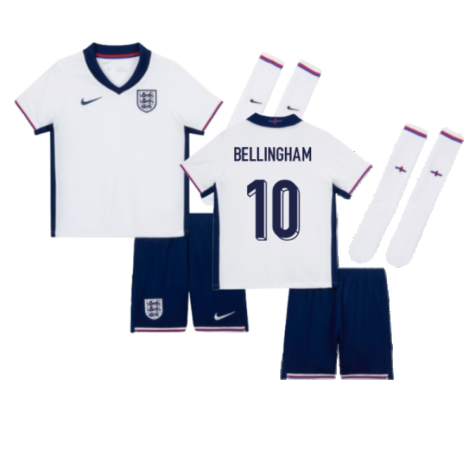England Jude Bellingham 10 Kids Home Soccer Jersey Euro 2024