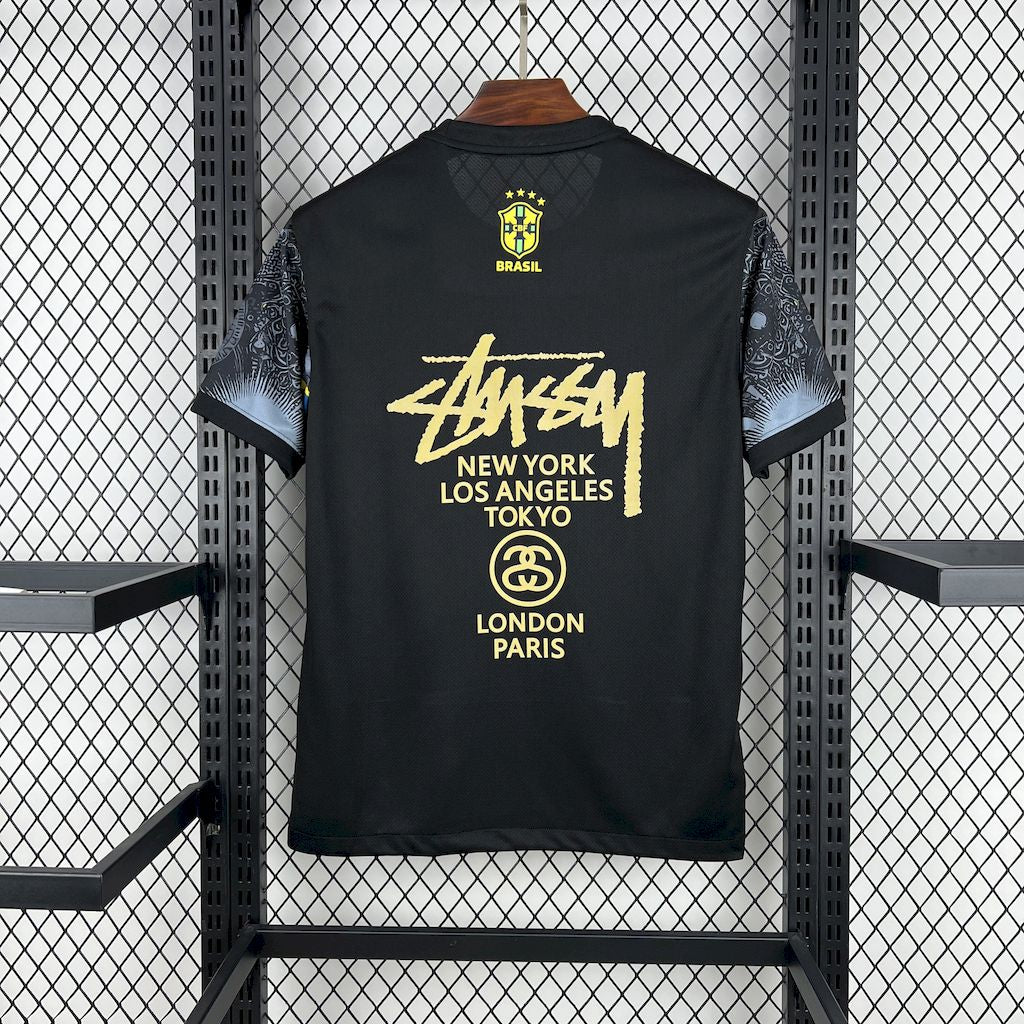 Brazil X Stussy Jesus Christ Special Edition Soccer Jersey 2025-2026 - Black