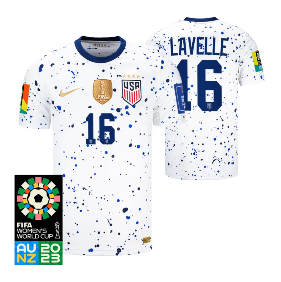 USA Rose Lavelle 16 Home Soccer Jersey - World Cup 2023