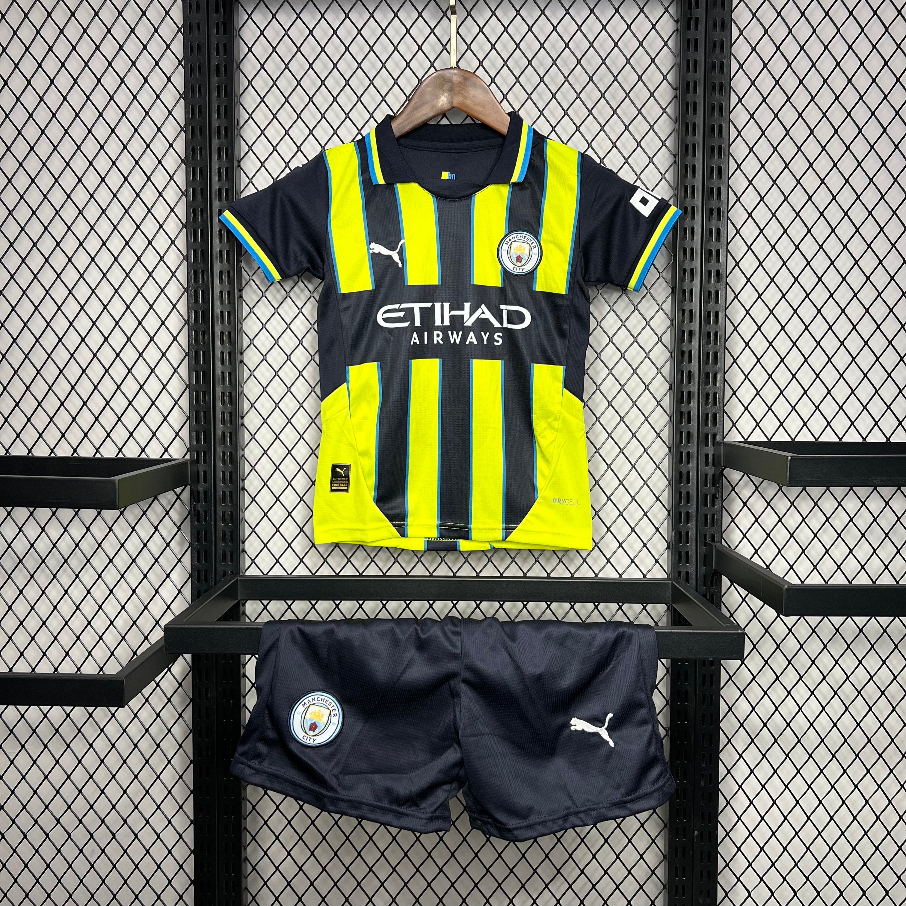 Man City Erling Haaland 9 Kids Away Soccer Jersey 2024/25