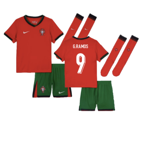 Portugal Gonçalo Ramos 9 Kids Home Soccer Jersey Euro 2024