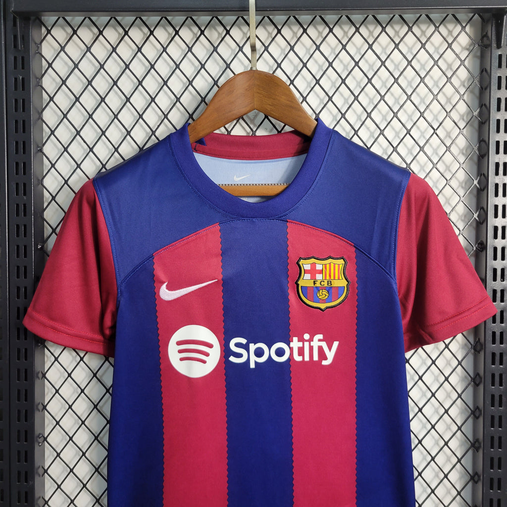 FC Barcelona Robert Lewandowski 9 Kids Home Soccer Jersey 2023/24