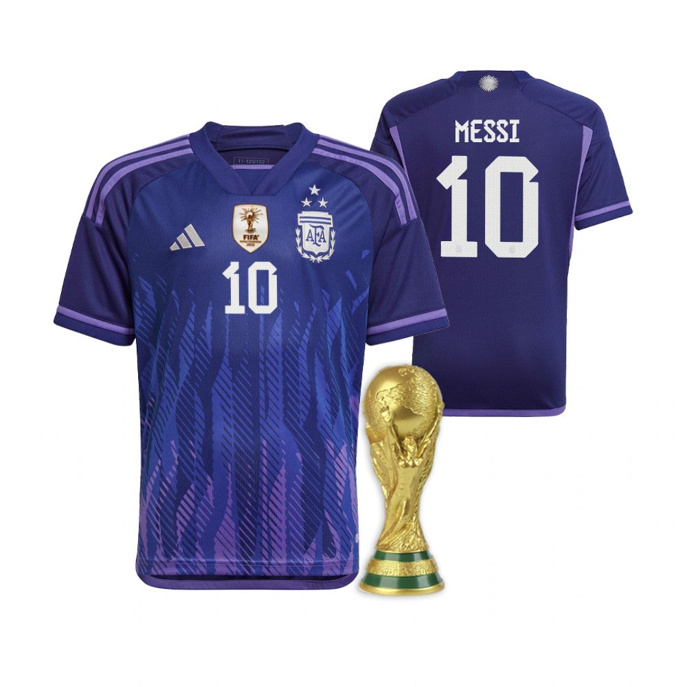 Argentina Lionel Messi 10 Kids Away Soccer Jersey 2022/23