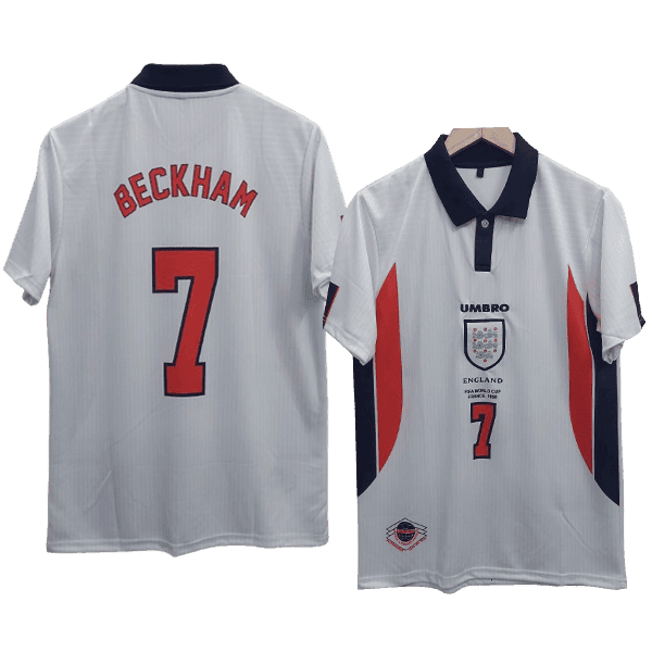 England David Beckham 7 Retro Home Soccer Jersey World Cup 1998