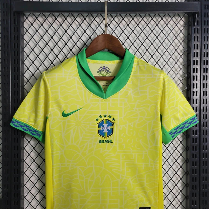 Brazil Kids Home Soccer Jersey 2024/25 - Yellow
