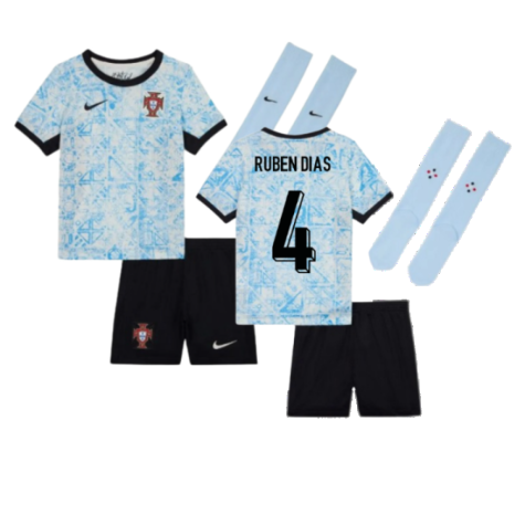Portugal Ruben Dias 4 Kids Away Soccer Jersey Euro 2024