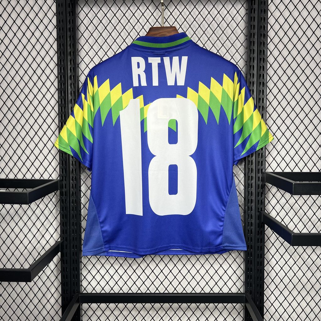 Brazil Away Corteiz Retro Vintage Soccer Jersey 1995 - Blue