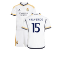 Real Madrid Federico Valverde 15 Kids Home Soccer Jersey 2023/24