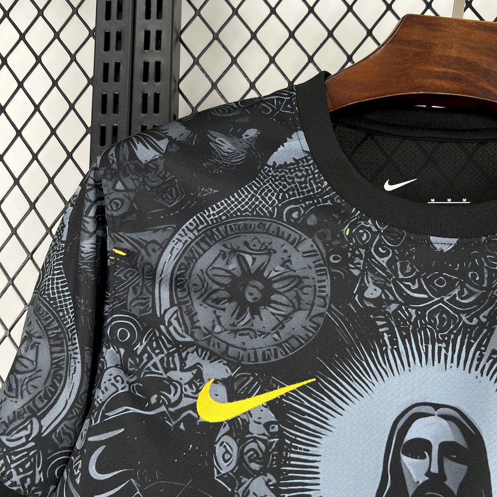 Brazil X Stussy Jesus Christ Special Edition Soccer Jersey 2025-2026 - Black