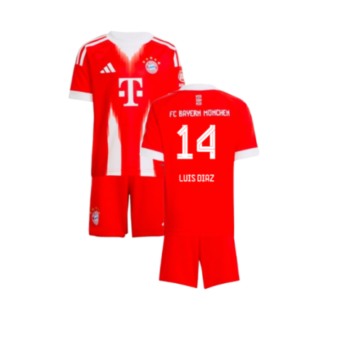 Bayern Munich Luis Díaz 14 Kids Home Soccer Jersey 2025-2026